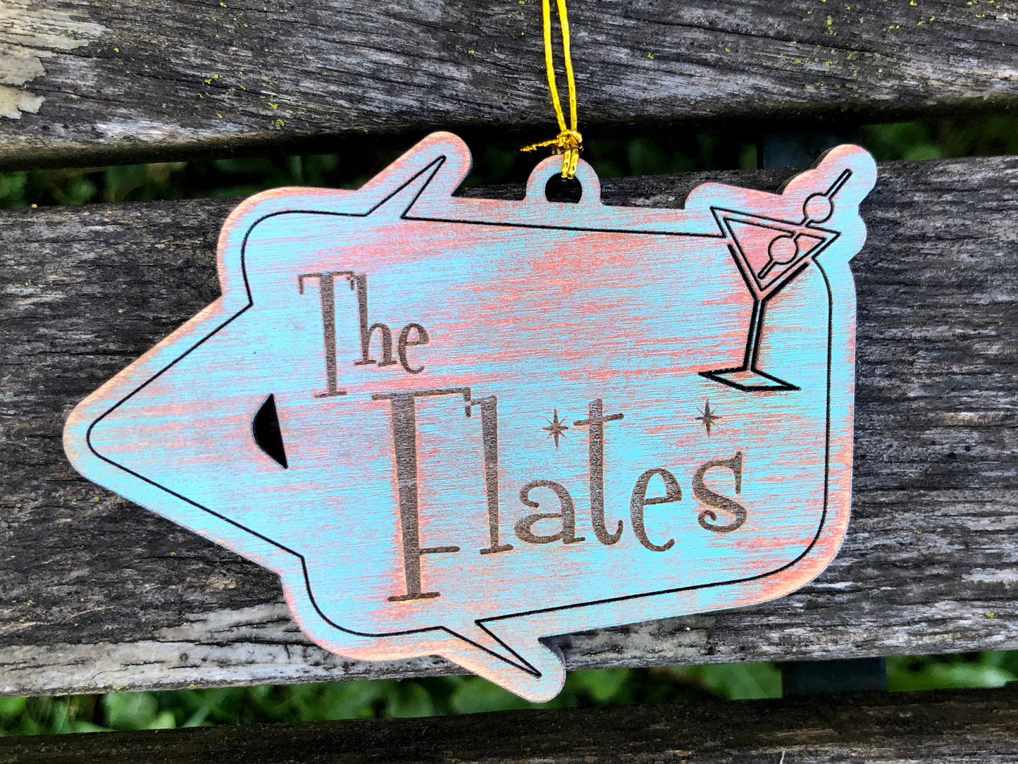 Blue Christmas Ornament, Custom Ornament Family, Wood Christmas ornament Personalized, Retro Christmas Decor, Mid Century Modern Decor