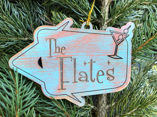 Blue Christmas Ornament, Custom Ornament Family, Wood Christmas ornament Personalized, Retro Christmas Decor, Mid Century Modern Decor