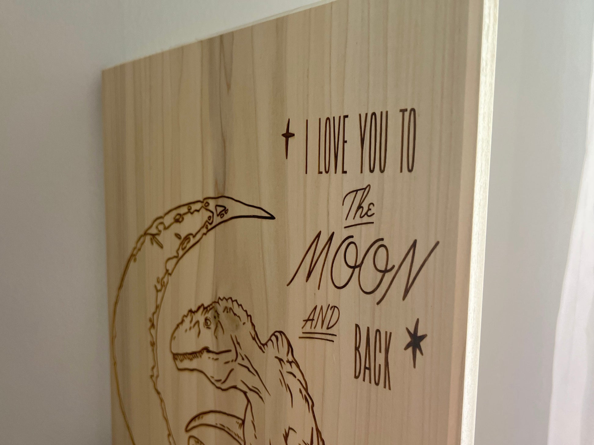 Dinosaur Wall Decor, Love You to the Moon and Back Wall Art, Custom Kids Sign, T-Rex Wood Sign, Boy's Room Ideas, Girl's Dino Sign