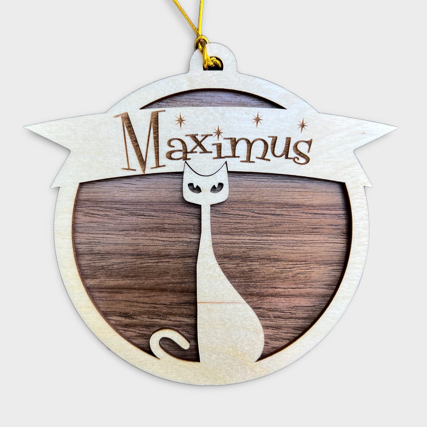 Mid Century Modern Cat Ornament, Retro Custom Kitty Christmas Decor, Personalized Kitten Holiday Gift