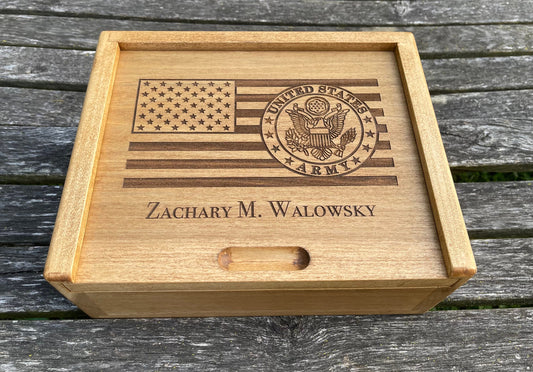 Custom Flag Box | Personalized Military Flag Box | Wooden Memory Box | Memorial Keepsake | Army Retirement Gift | Marine Grad Gift