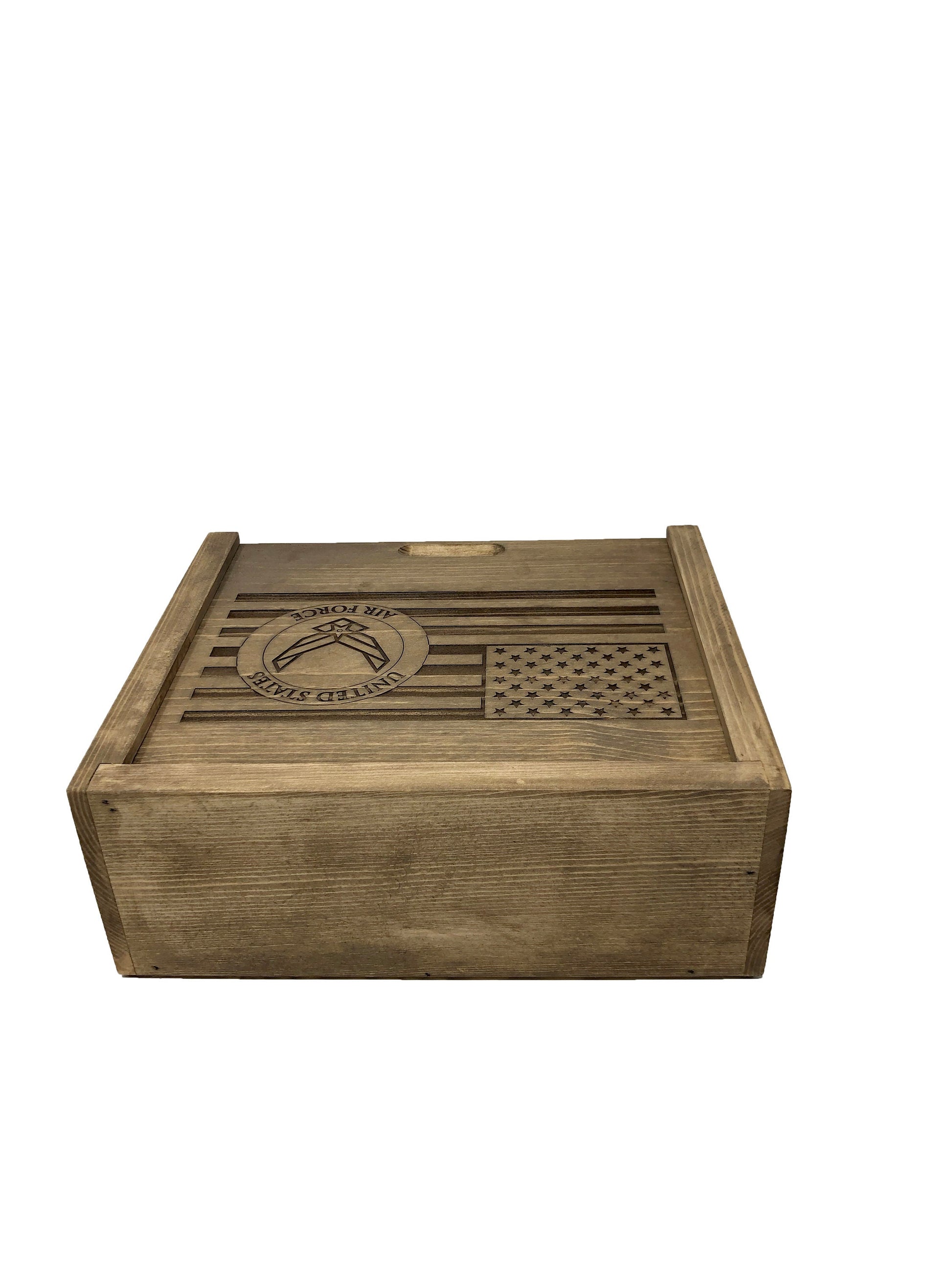 Air Force Rustic Flag Box | Army, Navy, Marines, Coast Guard | Veteran Gift | Bootcamp | Retirement Gift Idea | Handmade | Military