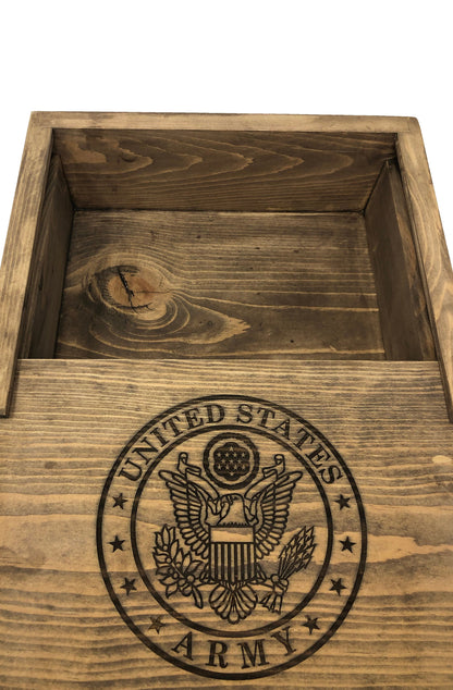 Large US Army Rustic Wooden Handmade Box Multiple Color Options