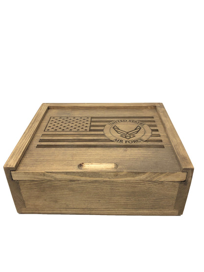 Air Force Rustic Flag Box | Army, Navy, Marines, Coast Guard | Veteran Gift | Bootcamp | Retirement Gift Idea | Handmade | Military