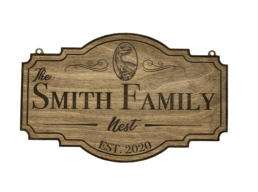 Custom Family Name Dinosaur Sign - Established Sign