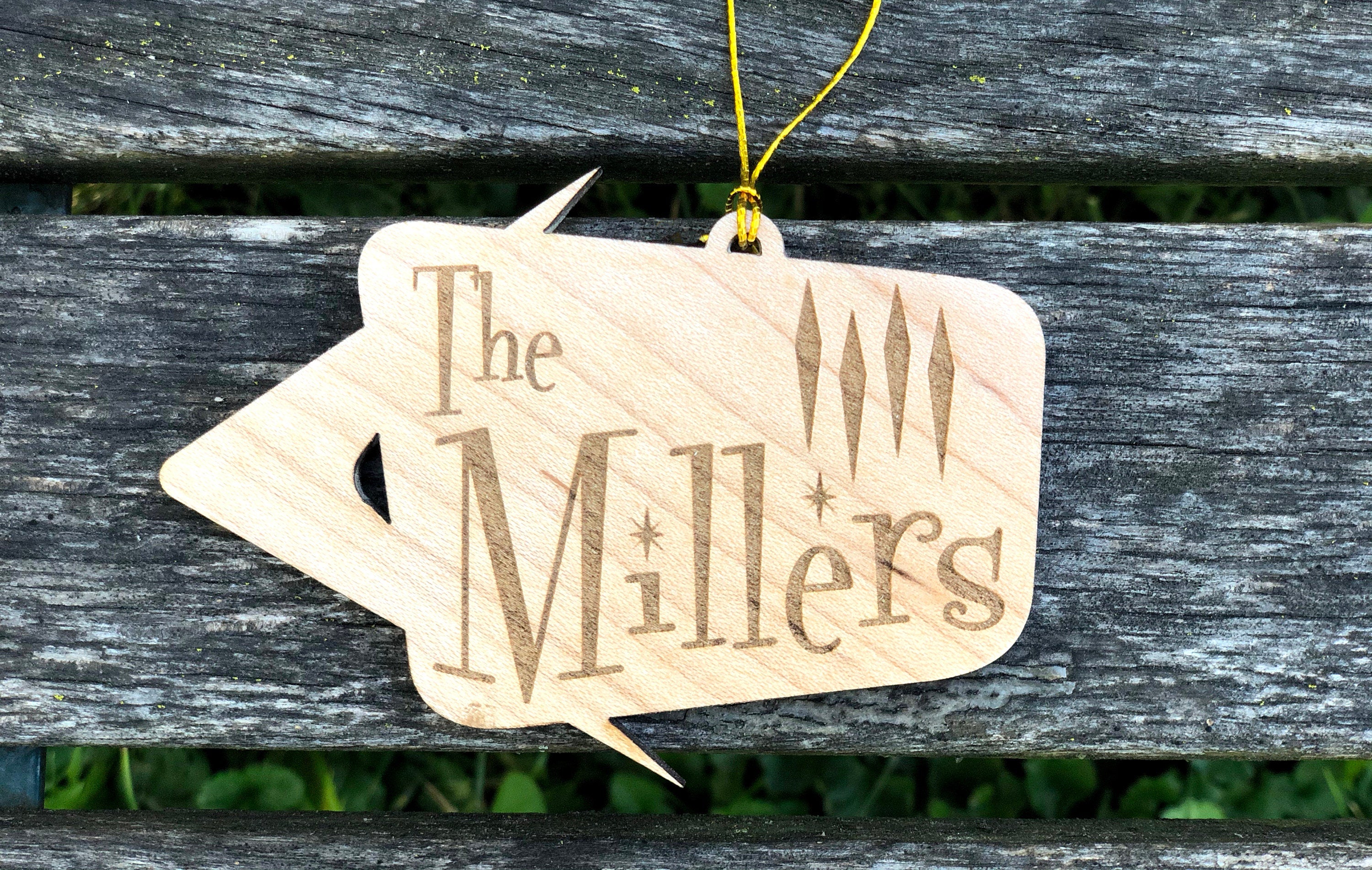 Mid Century Modern Christmas Ornament, Custom Ornament Family, Wood Christmas ornament Personalized, Retro Christmas Decor, Custom Christmas
