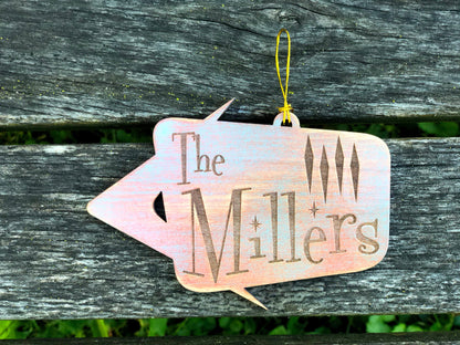 Personalized Christmas Ornament, Mid Century Modern Decor, Custom Family Name Ornament, Retro Christmas Decor, Custom Christmas