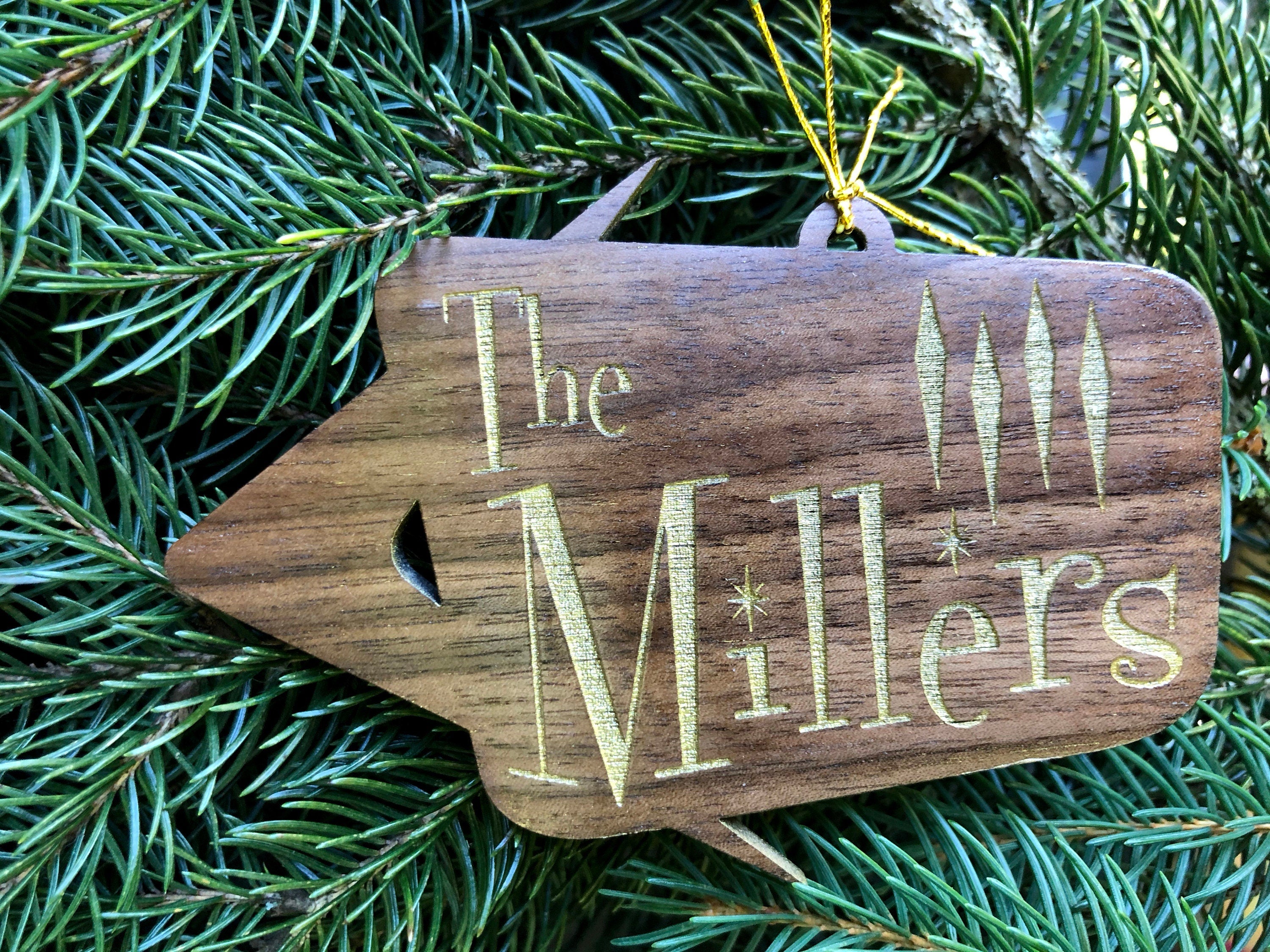 Mid Century Modern Christmas Ornament, Custom Ornament Family, Wood Christmas ornament Personalized, Retro Christmas Decor, Custom Christmas