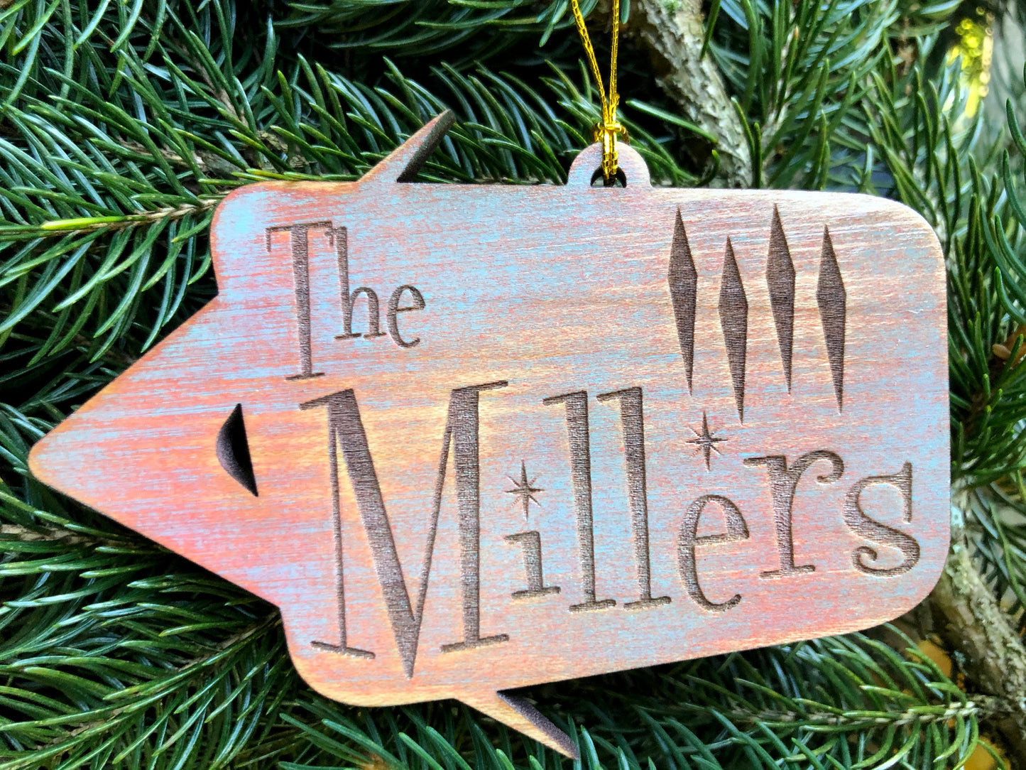 Personalized Christmas Ornament, Mid Century Modern Decor, Custom Family Name Ornament, Retro Christmas Decor, Custom Christmas