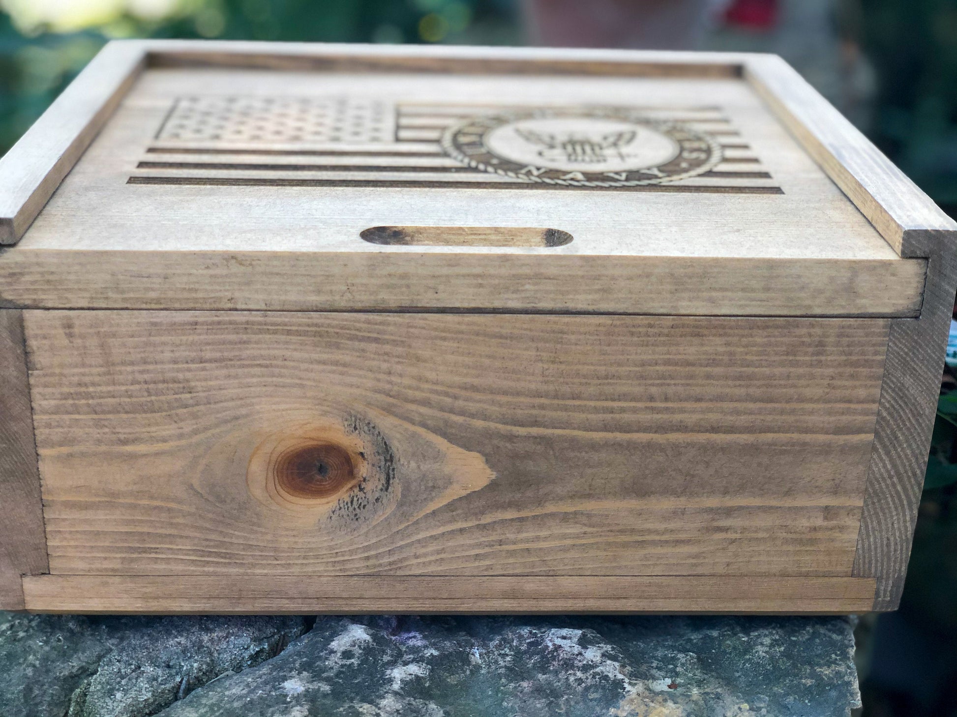 Large United States Navy Rustic Wooden Handmade Flag Box