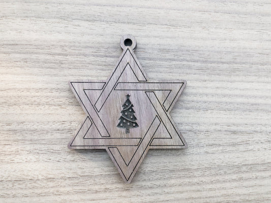 Star of David with Christmas Tree, Jewish Ornament, Jewish Christmas, Multi Religious Gift