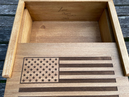 Marines Rustic Flag Box | Personalized Military Flag Box | Wooden Memory Box | Memorial Keepsake | Marine Retirement Gift | Grad Gift