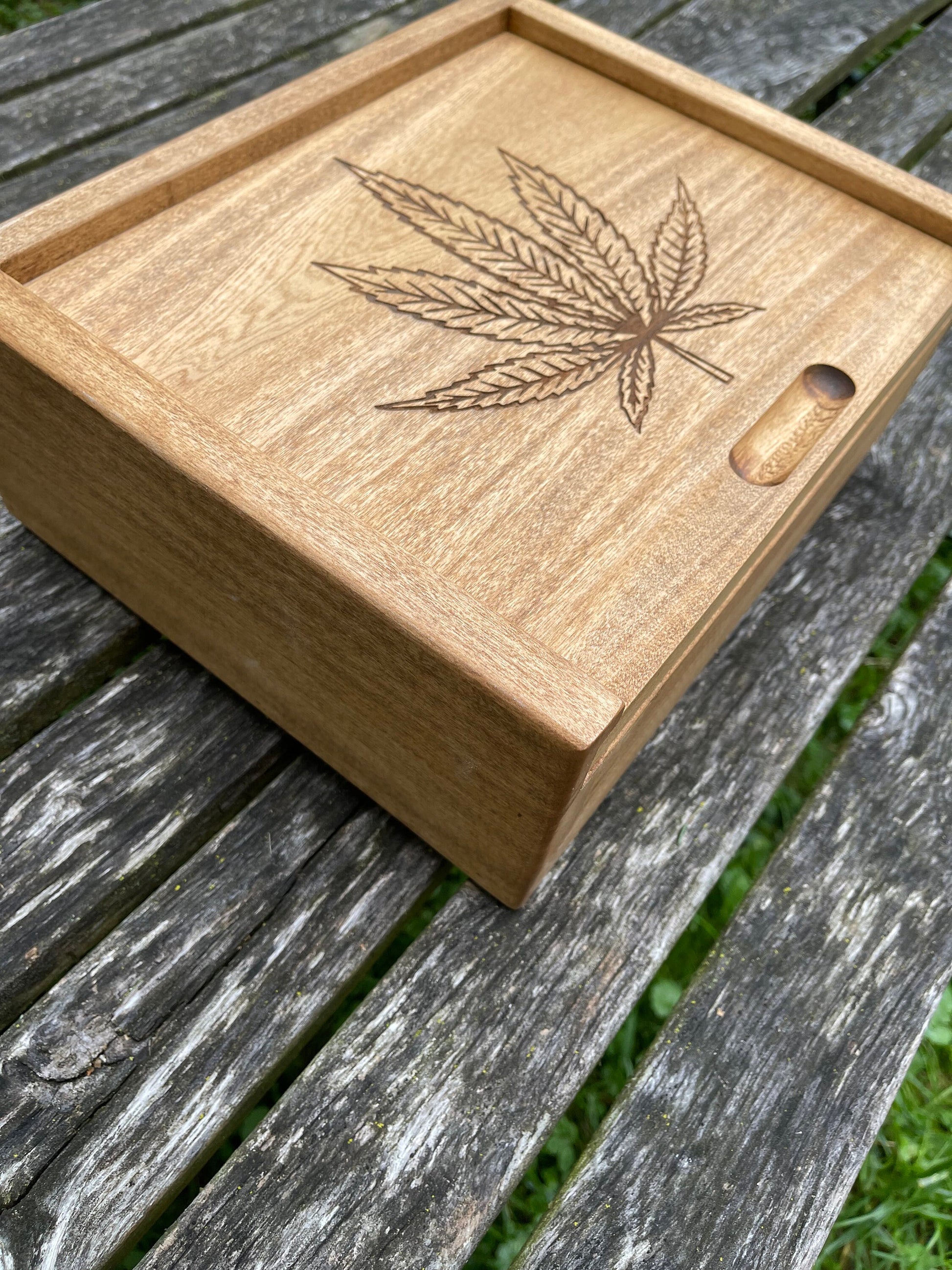 Marijuana Pot Leaf Wooden Handmade Box | Stash Box | Custom Weed Gift Idea