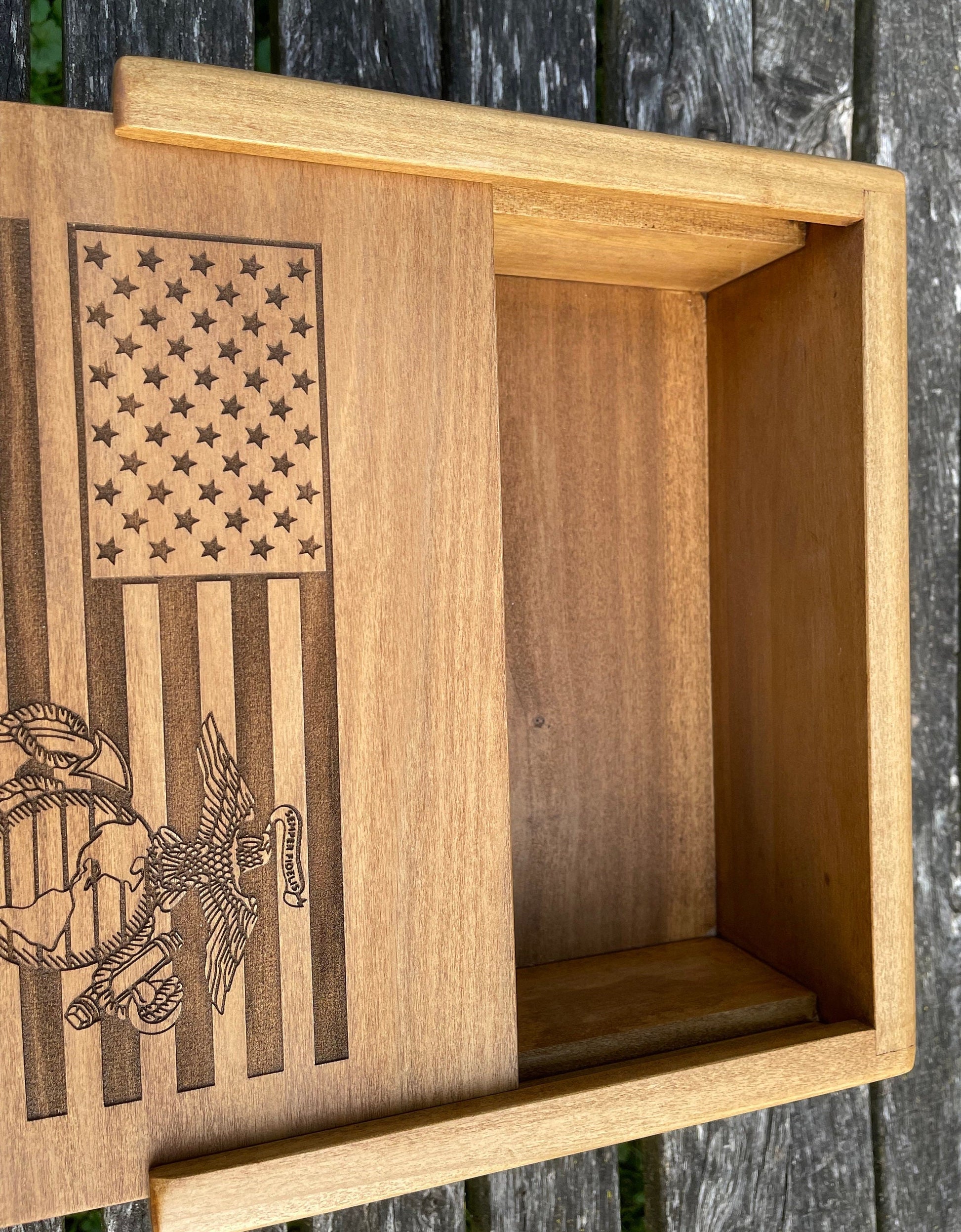 Marines Rustic Flag Box | Personalized Military Flag Box | Wooden Memory Box | Memorial Keepsake | Marine Retirement Gift | Grad Gift