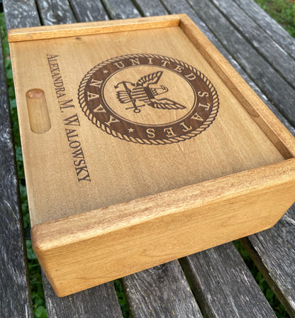 US Navy Rustic Handmade Box | Army, Navy, Marines, Coast Guard, Air Force | Veteran or Bootcamp Gift Idea | Handmade