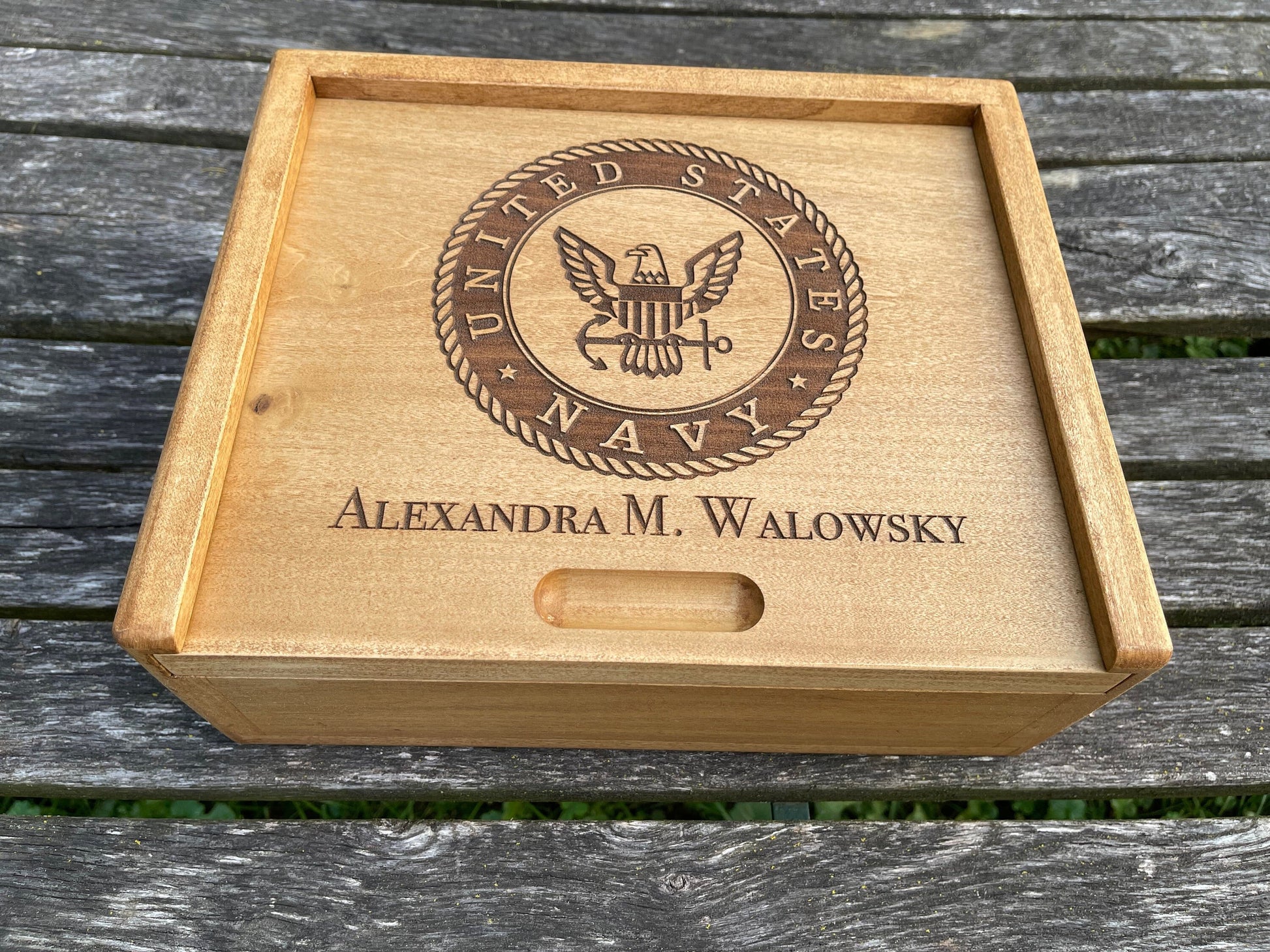 US Navy Rustic Handmade Box | Army, Navy, Marines, Coast Guard, Air Force | Veteran or Bootcamp Gift Idea | Handmade