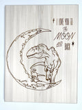 Dinosaur Wall Decor, Love You to the Moon and Back Wall Art, Custom Kids Sign, T-Rex Wood Sign, Boy's Room Ideas, Girl's Dino Sign