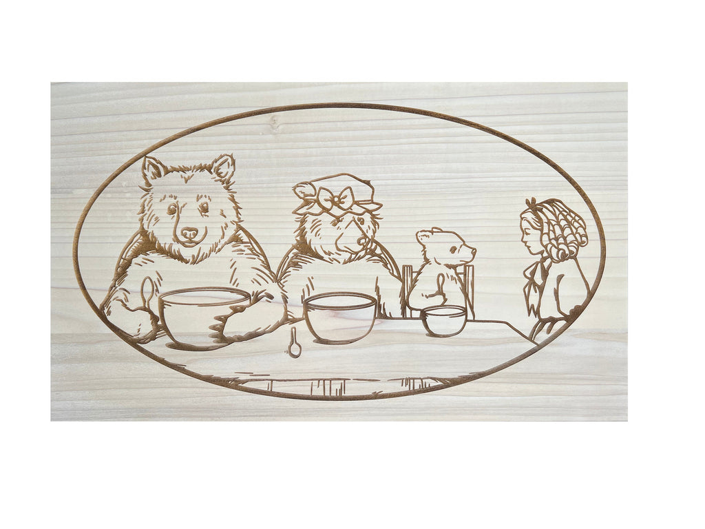 Large Three Bears Wall Art, Custom Fairy Tail Decor, Personalized Bear Sign, Boy's Room Ideas, Girl's Bears Sign
