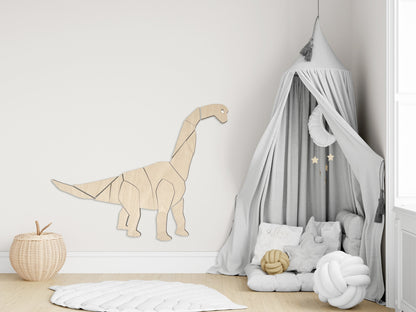 Wooden Dinosaur Long Neck Origami Puzzle, Dinosaur Wall Art, Dinosaur Nursery, Toddler Room, Childs Room