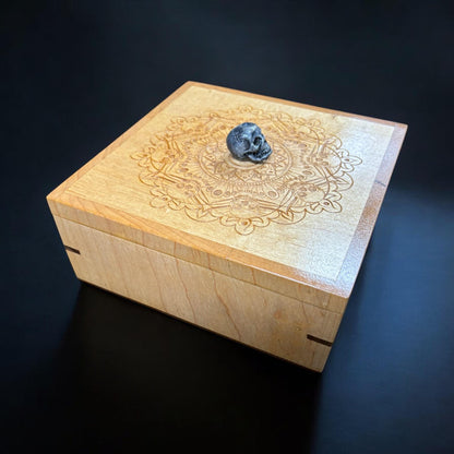 White Skull Keepsake Box | Witchy Memory Box | Skull Mandala Wood Skull