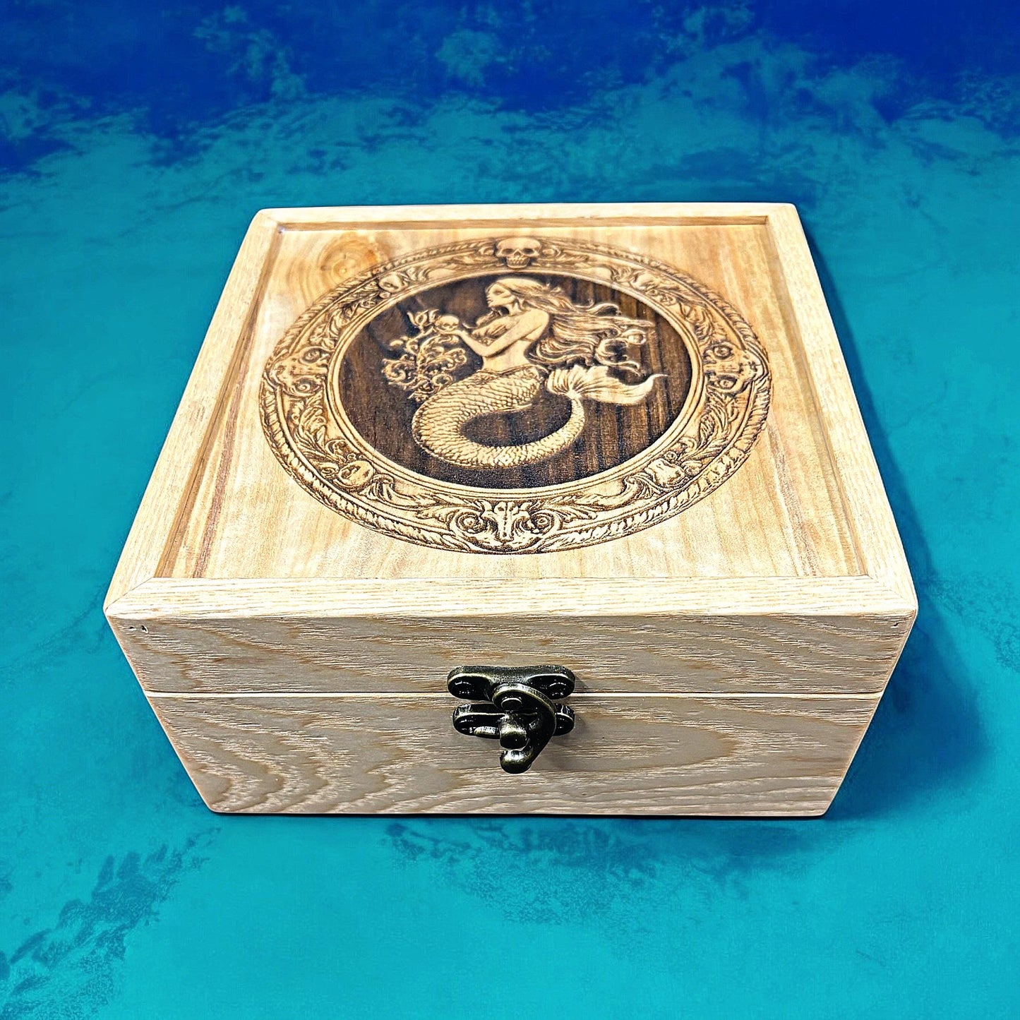 Gothic Mermaid Box | Handmade Nautical Fantasy Keepsake Memory Box | Scary Nautical Theme Ocean Jewelry Box Gift