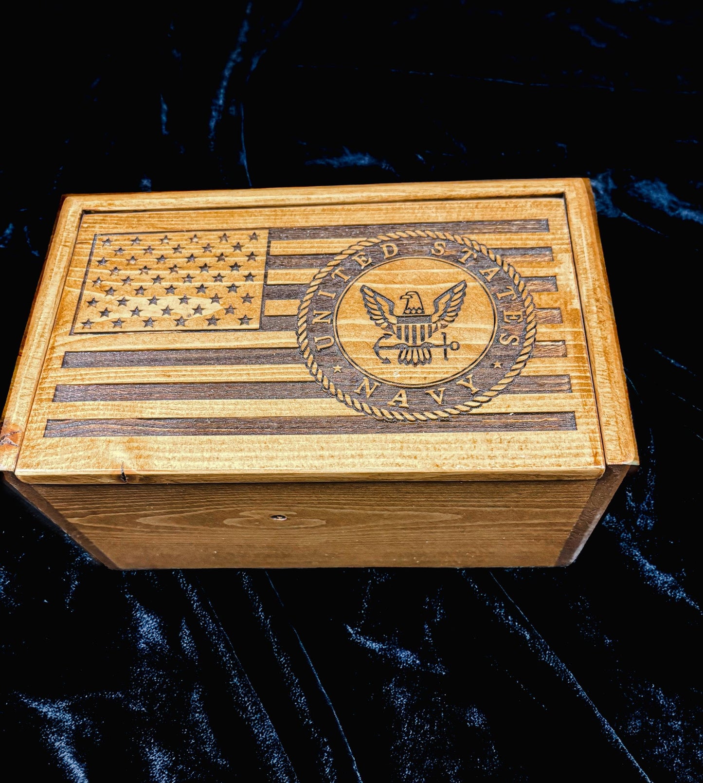 Military Custom Flag Box | Handmade Keepsake Memory Box | Army | Navy | Marines | Air Force | Coastguard