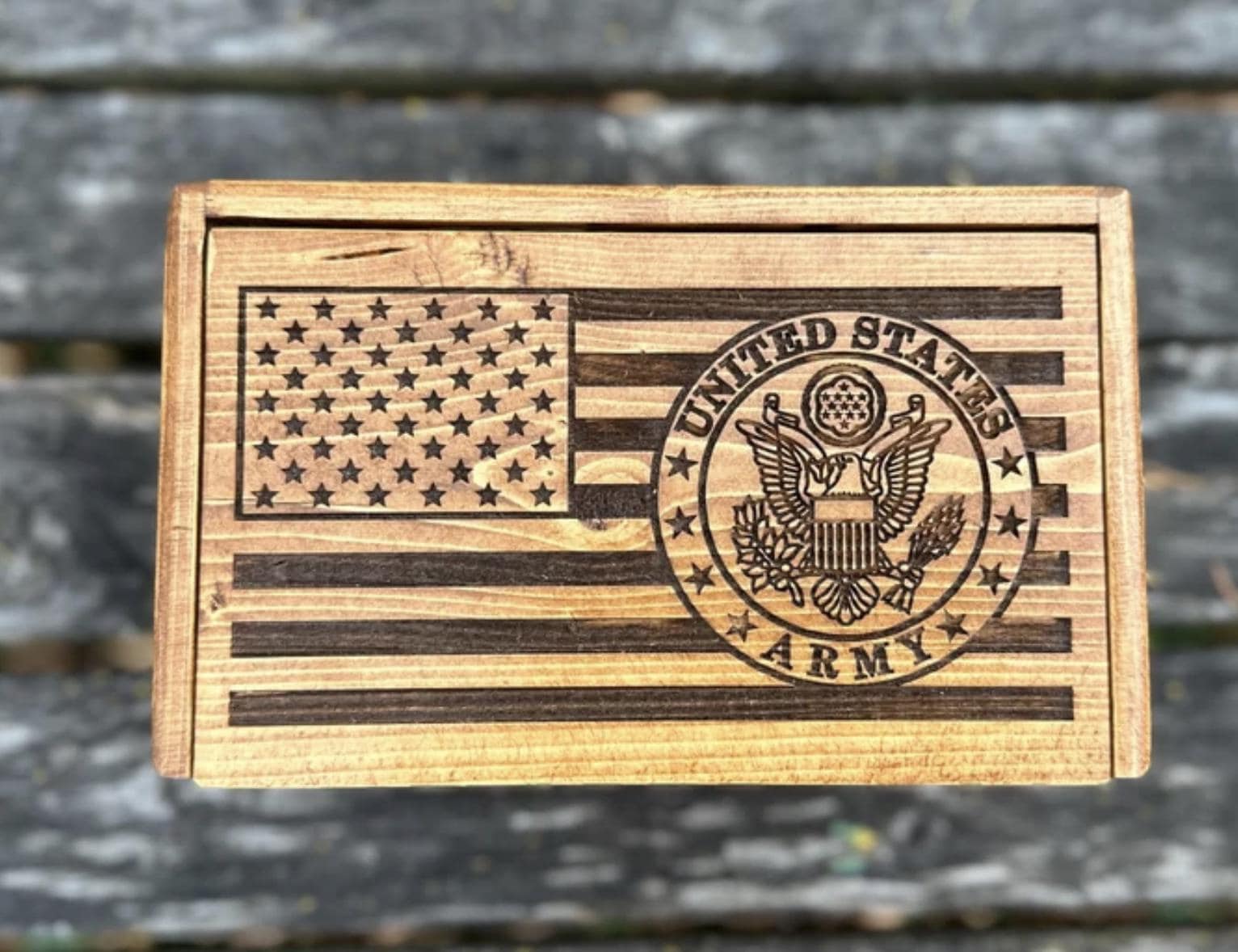 Military Custom Flag Box | Handmade Keepsake Memory Box | Army | Navy | Marines | Air Force | Coastguard