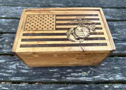 Military Custom Flag Box | Handmade Keepsake Memory Box | Army | Navy | Marines | Air Force | Coastguard