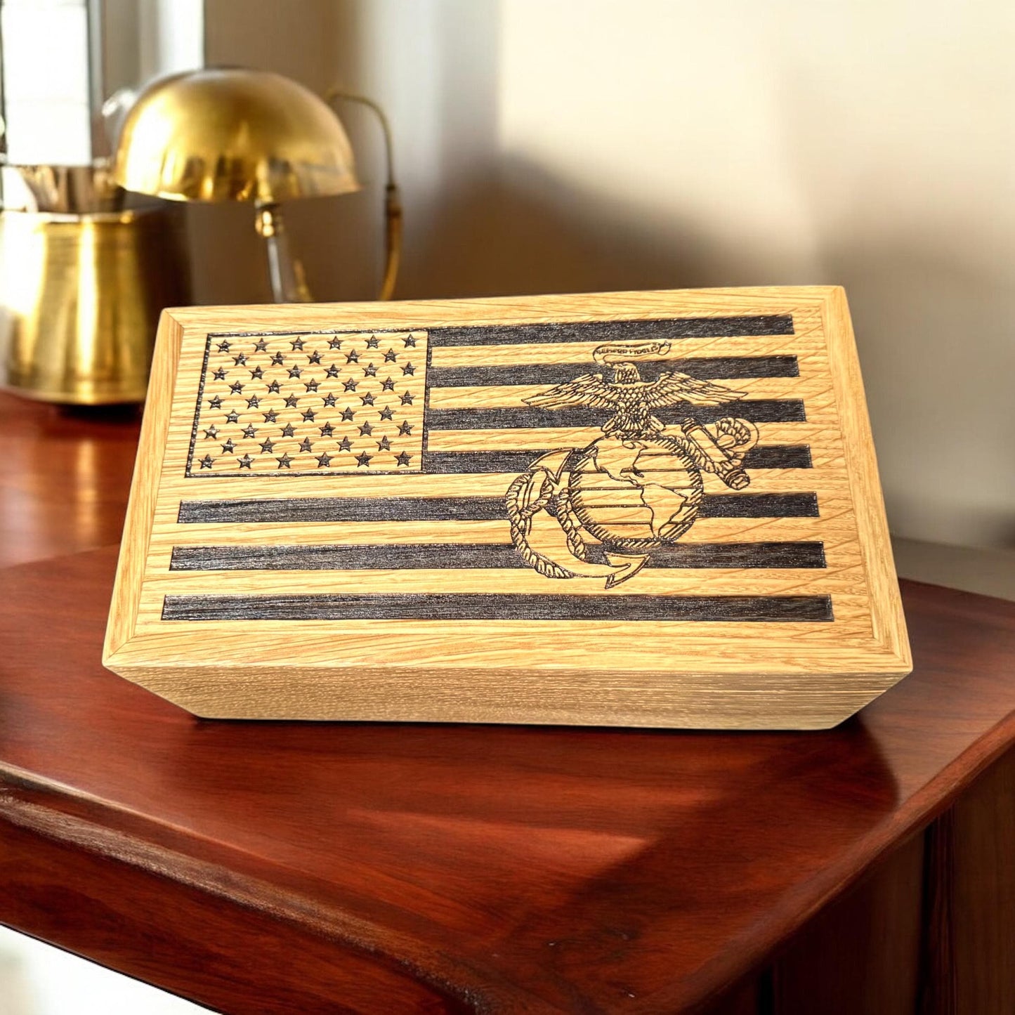 Military Custom American Flag Box | Personalized Handmade Keepsake Memory Box | Army | Navy | Marines | Air Force | Coastguard