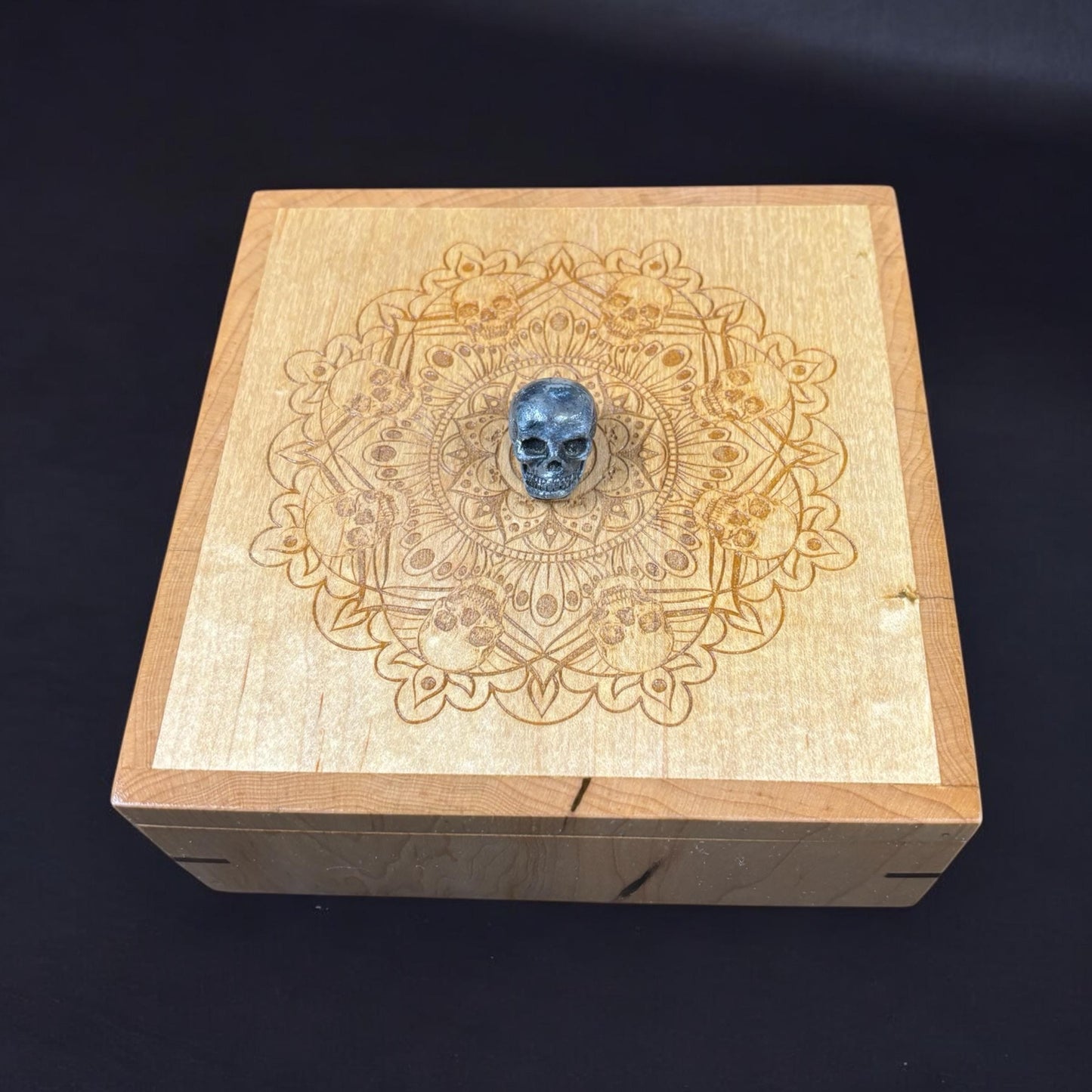 White Skull Keepsake Box | Witchy Memory Box | Skull Mandala Wood Skull