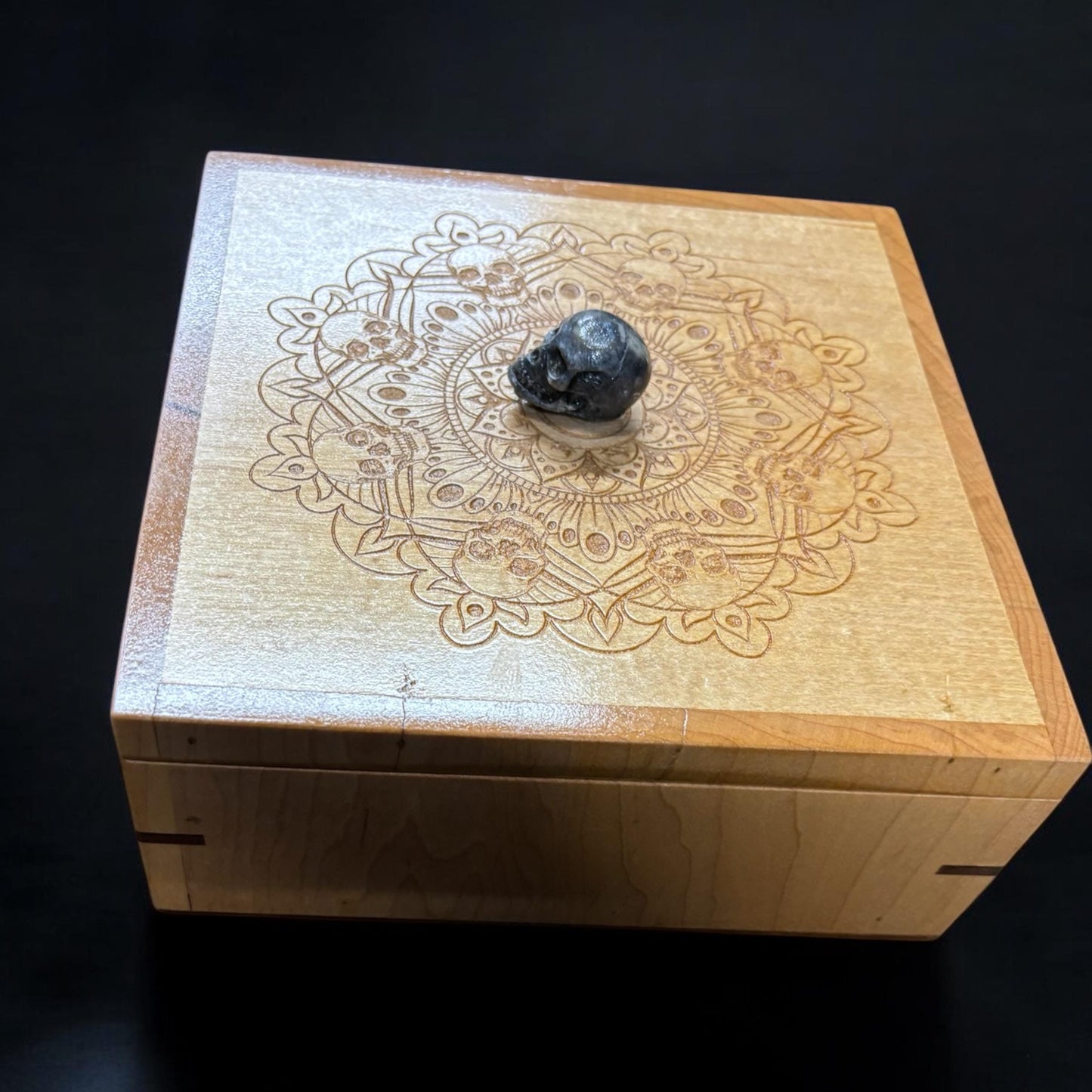 White Skull Keepsake Box | Witchy Memory Box | Skull Mandala Wood Skull