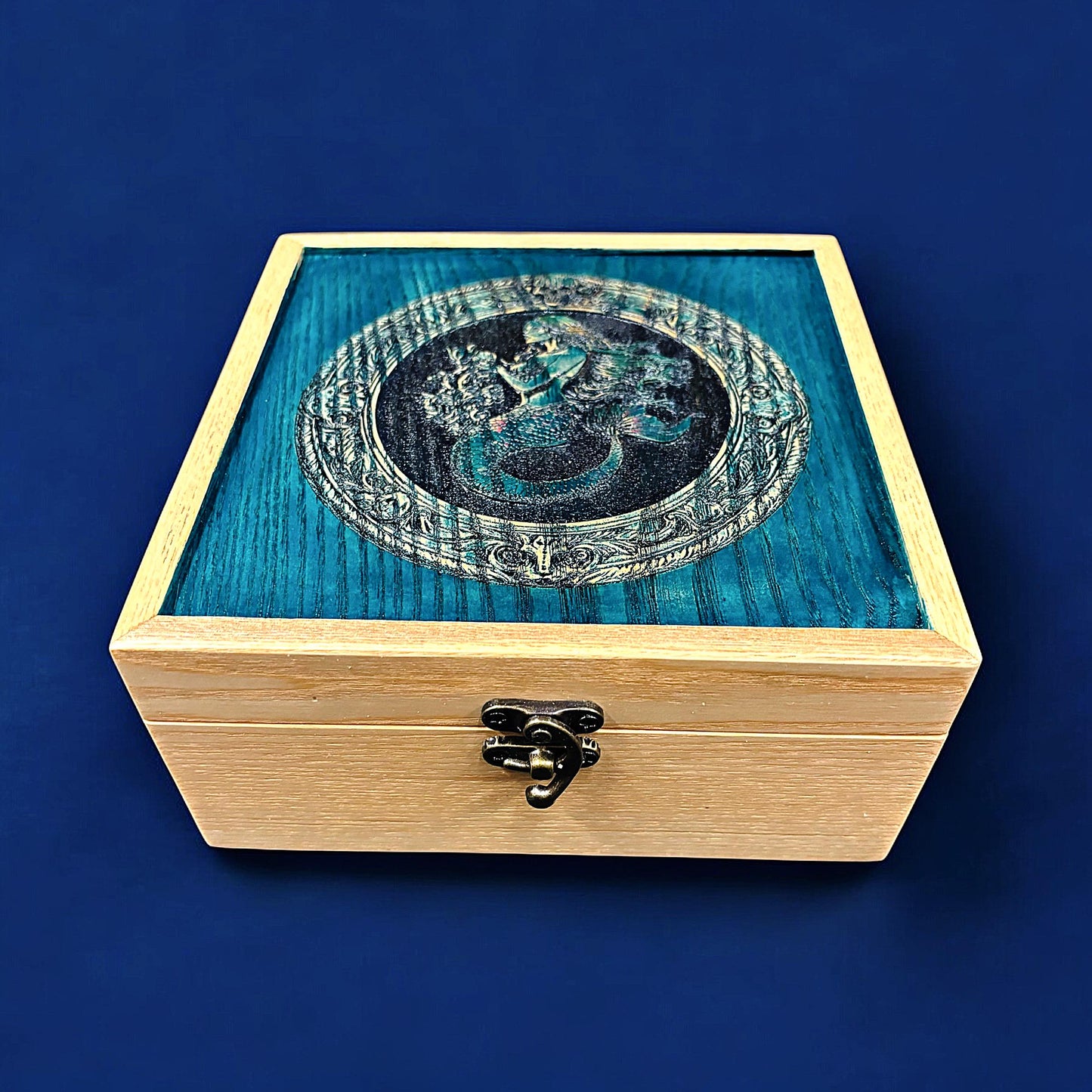 Gothic Mermaid Box | Handmade Nautical Fantasy Keepsake Memory Box | Scary Nautical Theme Ocean Jewelry Box Gift