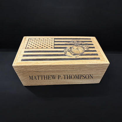 Military Custom American Flag Box | Personalized Handmade Keepsake Memory Box | Army | Navy | Marines | Air Force | Coastguard