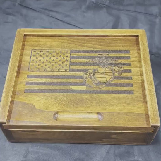 Marines Rustic Flag Box | Personalized Military Flag Box | Wooden Memory Box | Memorial Keepsake | Marine Retirement Gift | Grad Gift