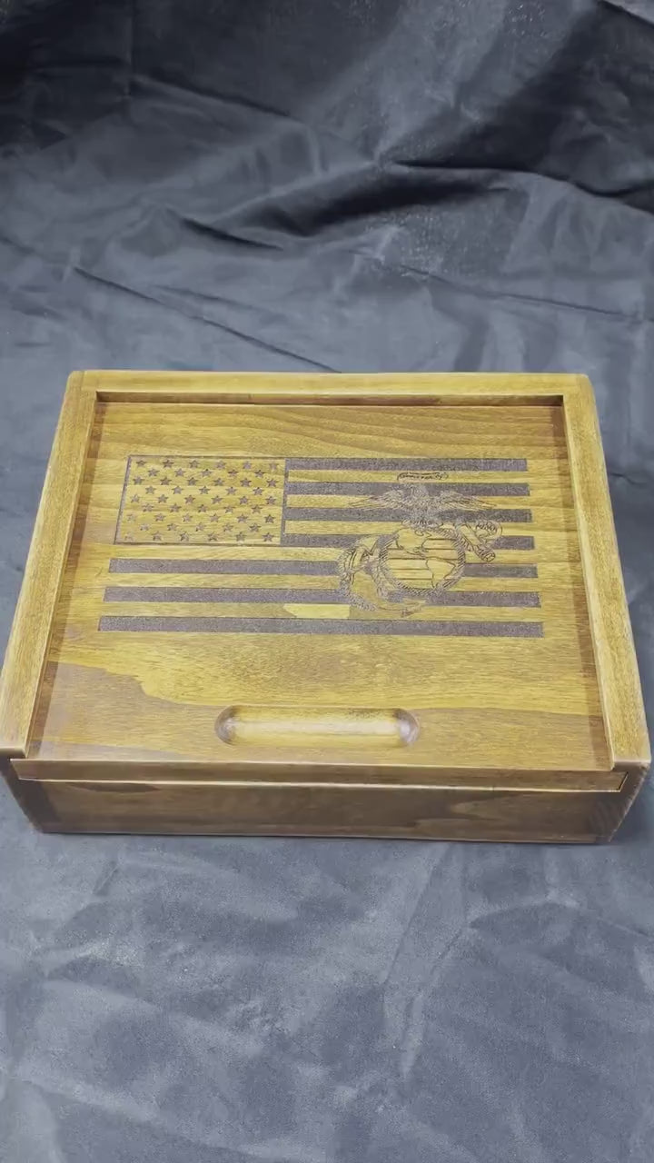 Marines Rustic Flag Box | Personalized Military Flag Box | Wooden Memory Box | Memorial Keepsake | Marine Retirement Gift | Grad Gift