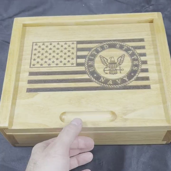 Custom Flag Box | Personalized Military Flag Box | Wooden Memory Box | Memorial Keepsake | Army Retirement Gift | Marine Grad Gift