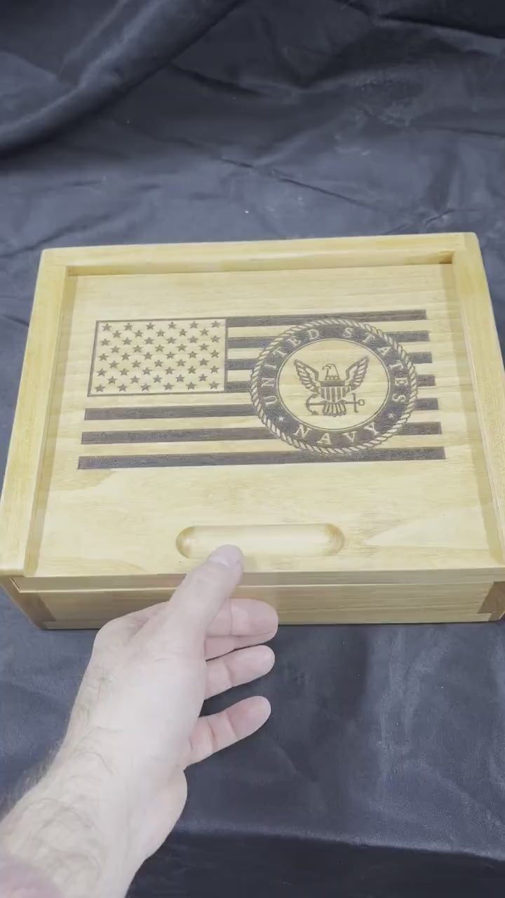 Custom Flag Box | Personalized Military Flag Box | Wooden Memory Box | Memorial Keepsake | Army Retirement Gift | Marine Grad Gift