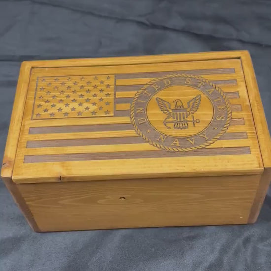 Military Custom Flag Box | Handmade Keepsake Memory Box | Army | Navy | Marines | Air Force | Coastguard