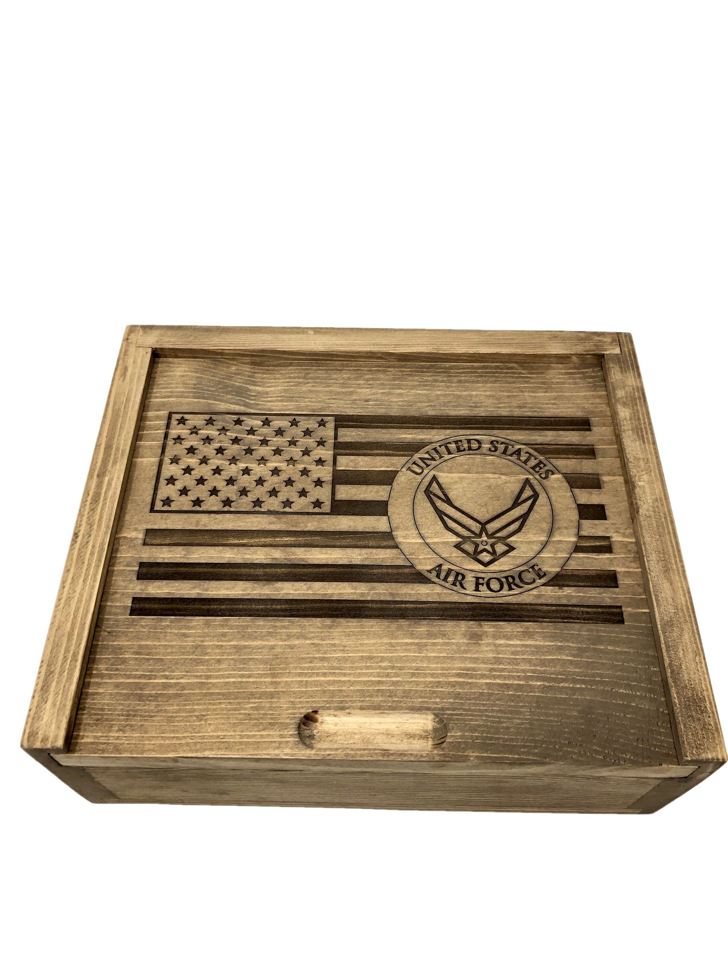 Air Force Rustic Flag Box | Army, Navy, Marines, Coast Guard | Veteran Gift | Bootcamp | Retirement Gift Idea | Handmade | Military