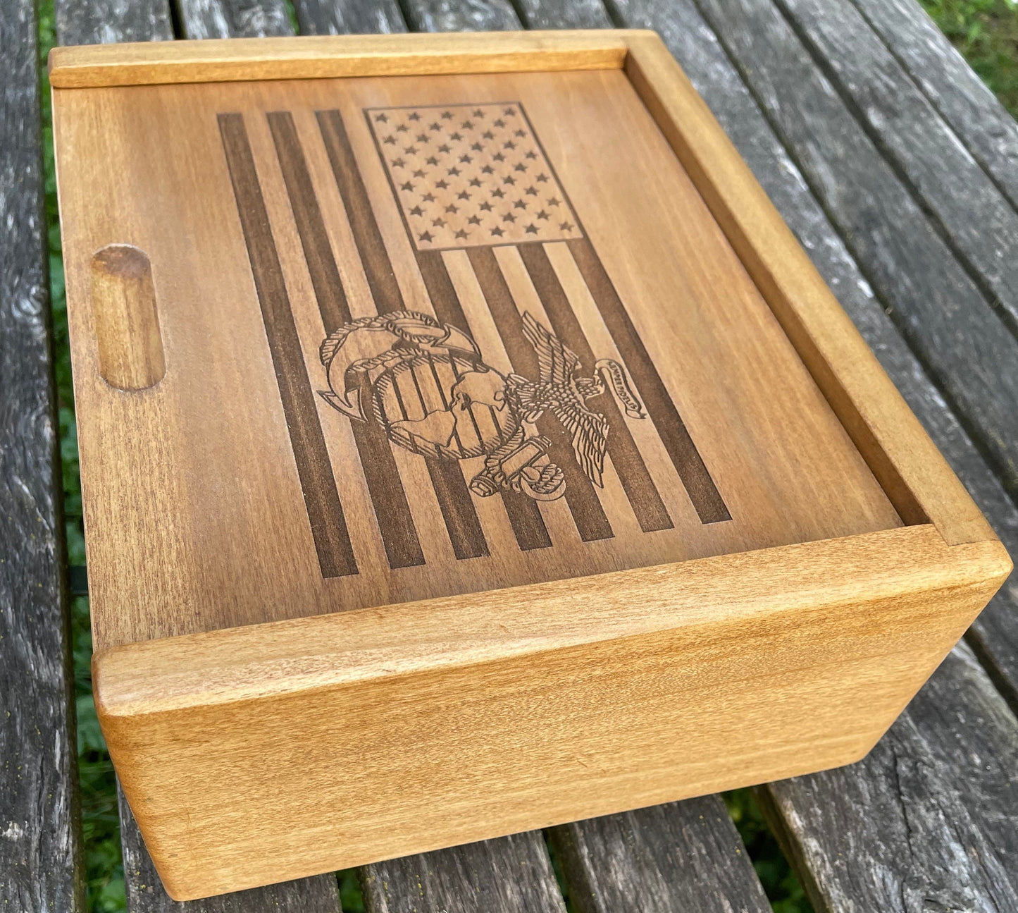 Marines Rustic Flag Box | Personalized Military Flag Box | Wooden Memory Box | Memorial Keepsake | Marine Retirement Gift | Grad Gift