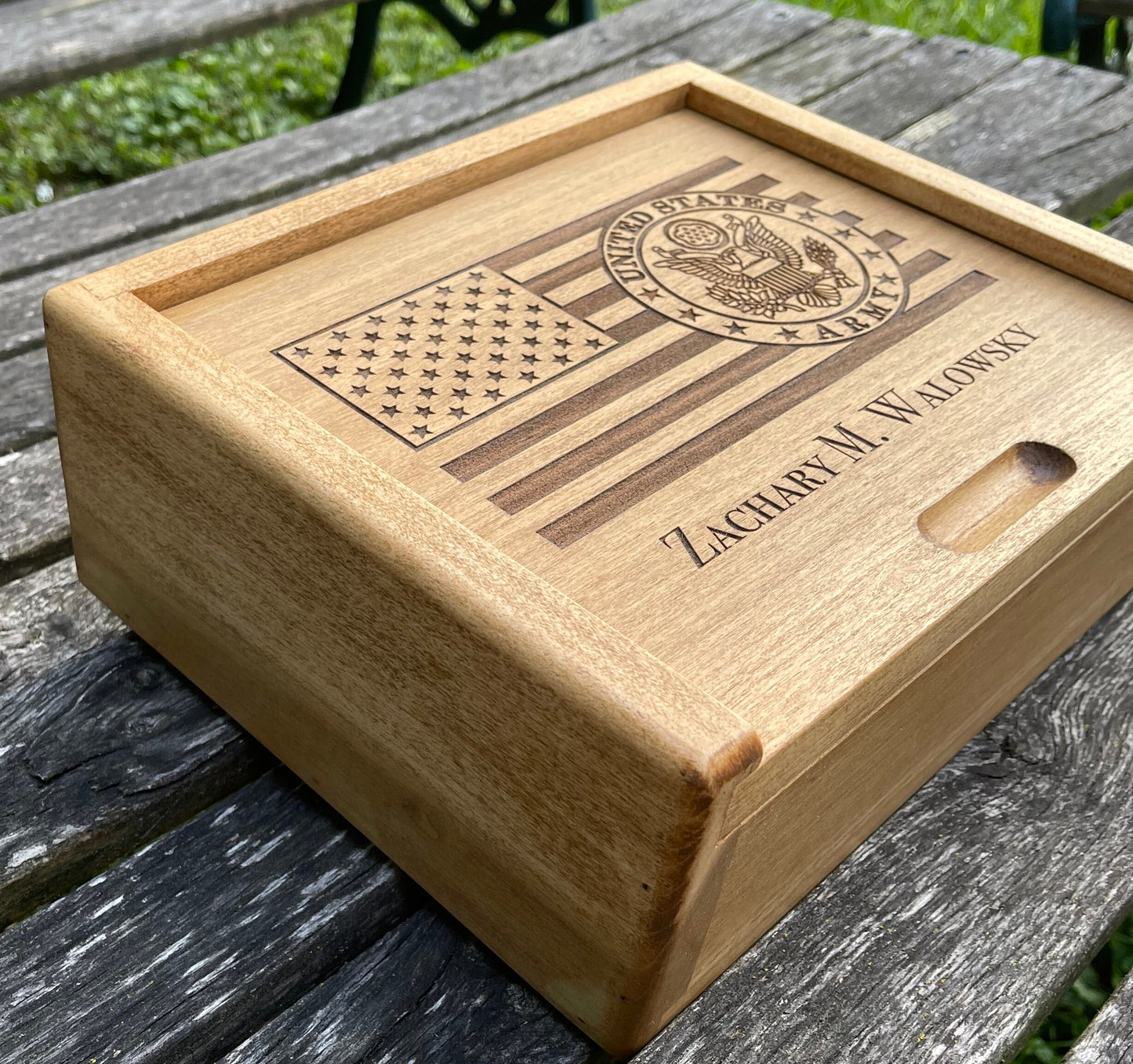 Rustic Flag Box | Personalized Military Flag Box | Wooden Memory Box | Memorial Keepsake | Army Retirement Gift | Marine Grad Gift