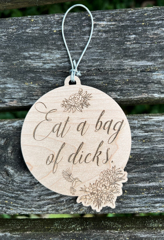 Eat a Bag of Dicks Christmas Ornament, Funny Gifts, Personalized Ornament, Swear Word Christmas Ornaments, White Elephant Gift