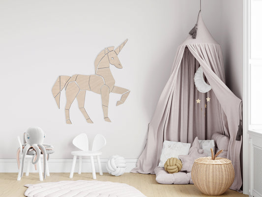 Wooden Unicorn Origami Puzzle, Unicorn Wall Art, Unicorn Nursery, Toddler Room, Childs Room